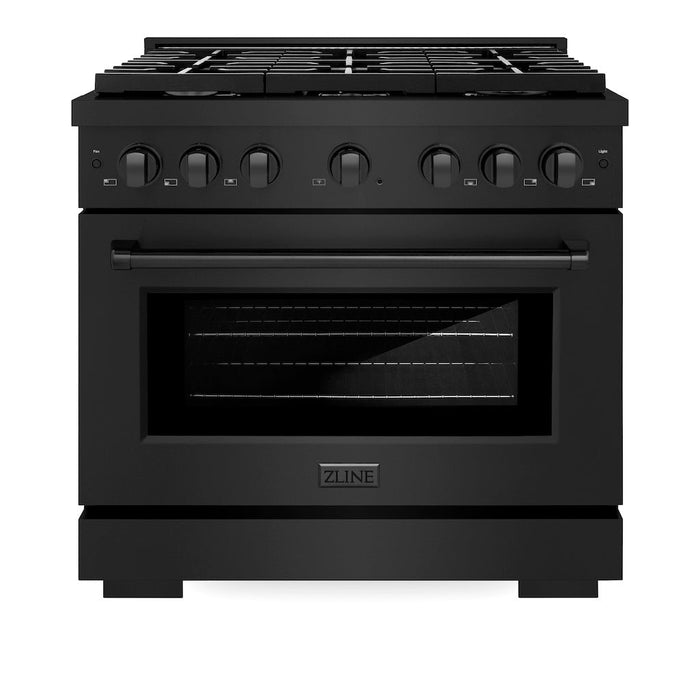 ZLINE 36 in. 5.2 cu. ft. Paramount Gas Range with 6 Burner Cooktop and Convection Gas Oven in Black Stainless Steel (SGRB-36)