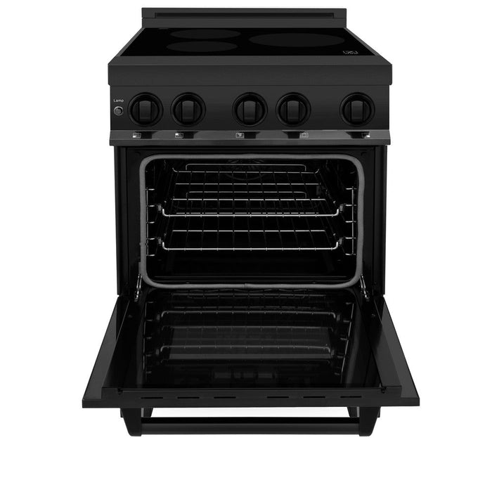 ZLINE 24 in. 2.8 cu. ft. Legacy Induction Range with 4 Element Cooktop and Electric Oven in Black Stainless Steel (RAIND-BS-24)