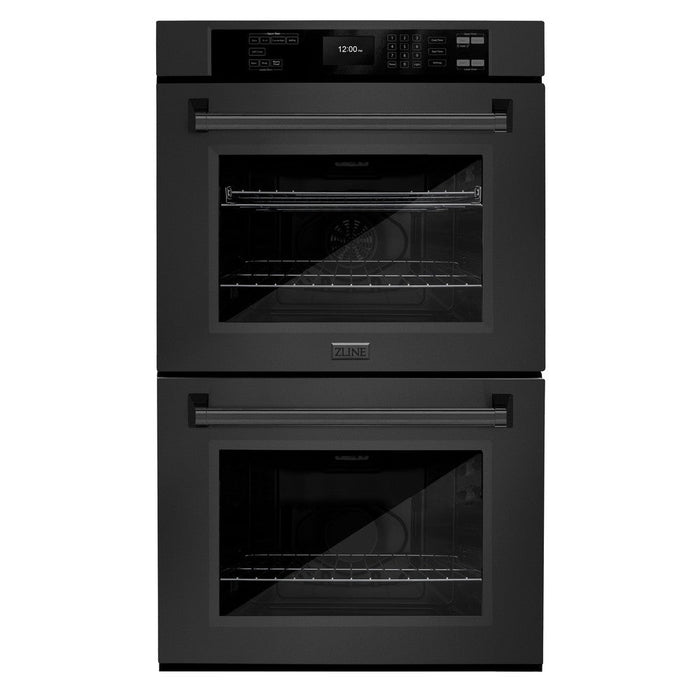 ZLINE 30 in. Professional True Convection Double Wall Oven with Air Fry and Self Clean in Black Stainless Steel (WADB-30)