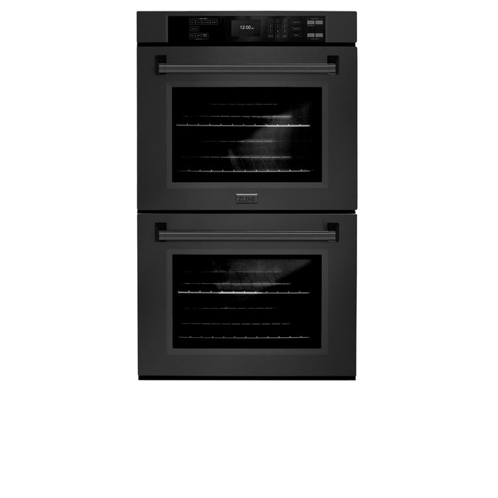 ZLINE 30 in. Professional True Convection Double Wall Oven with Air Fry and Self Clean in Black Stainless Steel (WADB-30)