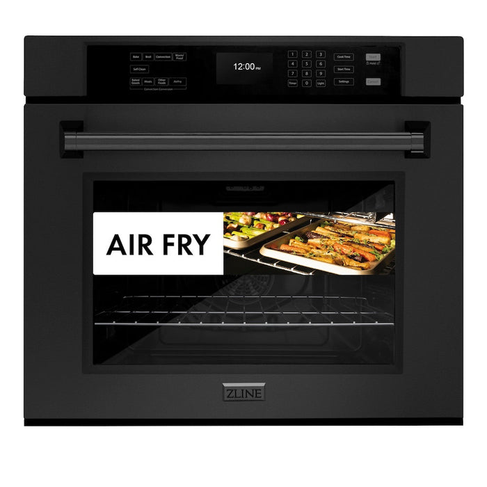 ZLINE 30 in. Professional True Convection Single Wall Oven with Air Fry and Self Clean in Black Stainless Steel (WASB-30)