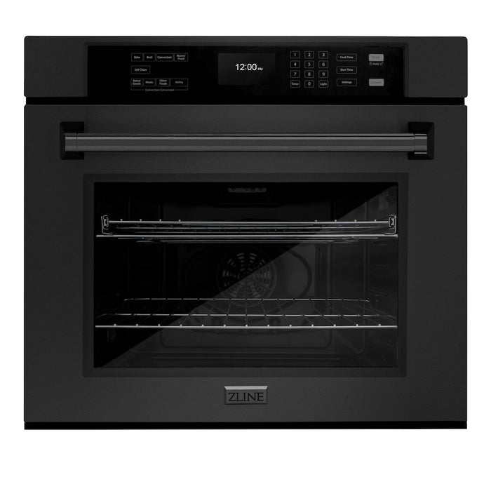 ZLINE 30 in. Professional True Convection Single Wall Oven with Air Fry and Self Clean in Black Stainless Steel (WASB-30)