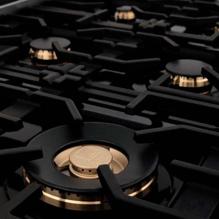 ZLINE 30 in. Porcelain Rangetop in DuraSnow® Stainless Steel with 4 Gas Brass Burners (RTS-BR-30)