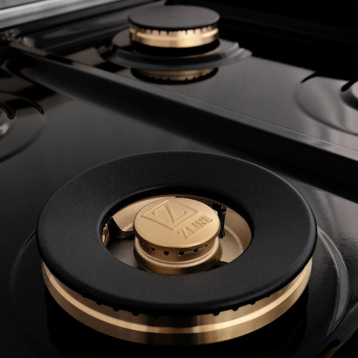 ZLINE Autograph Edition 48 in. Porcelain Rangetop with 7 Gas Burners in Stainless Steel with Matte Black Accents (RTZ-48-MB)