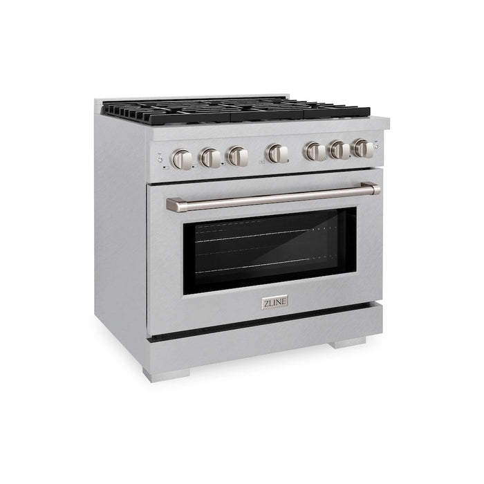 ZLINE 36 in. 5.2 cu. ft. Paramount Gas Range with 6 Burner Cooktop and Convection Gas Oven in DuraSnow® Stainless Steel (SGRS-36)