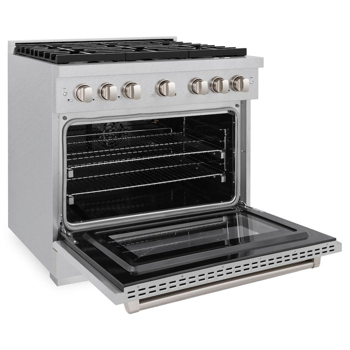 ZLINE 36 in. 5.2 cu. ft. Paramount Gas Range with 6 Burner Cooktop and Convection Gas Oven in DuraSnow® Stainless Steel (SGRS-36)