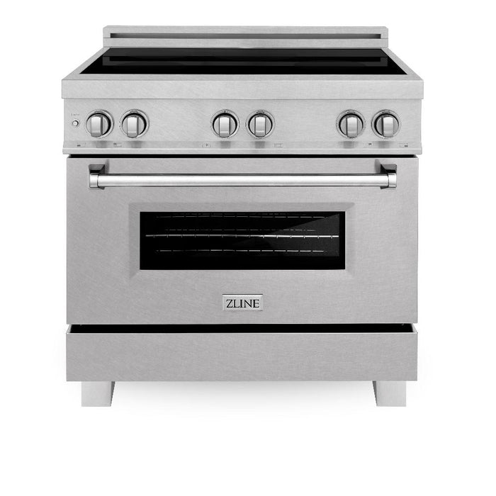 ZLINE 36 in. 4.6 cu. ft. Legacy Induction Range with 5 Element Cooktop and Electric Oven in DuraSnow® Stainless Steel (RAINDS-SN-36)