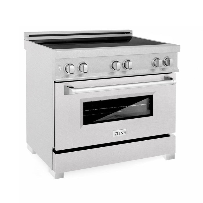 ZLINE 36 in. 4.6 cu. ft. Legacy Induction Range with 5 Element Cooktop and Electric Oven in DuraSnow® Stainless Steel (RAINDS-SN-36)