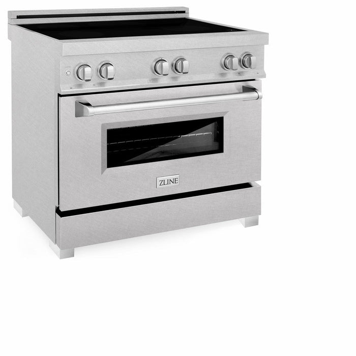 ZLINE 36 in. 4.6 cu. ft. Legacy Induction Range with 5 Element Cooktop and Electric Oven in DuraSnow® Stainless Steel (RAINDS-SN-36)