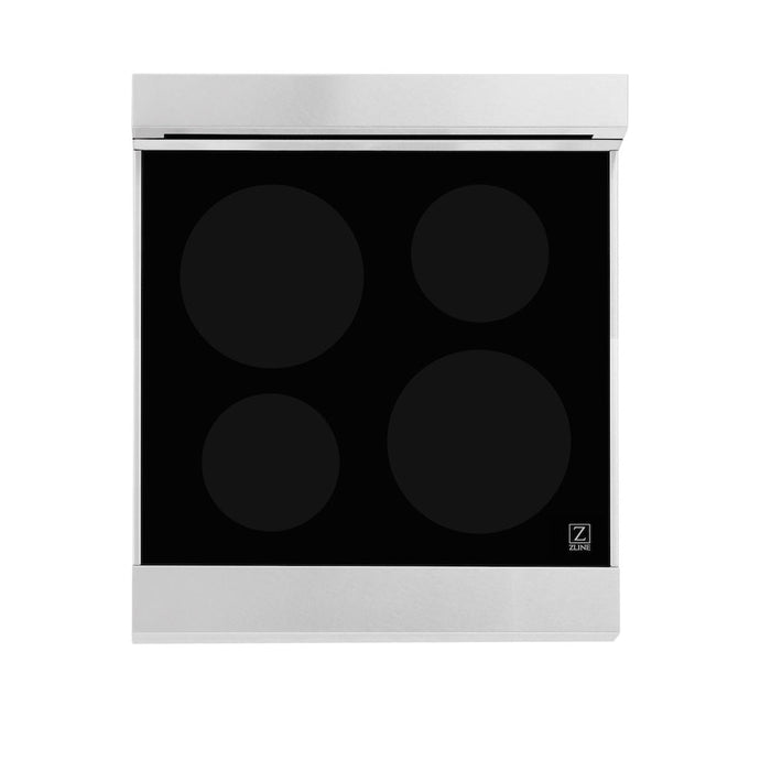 ZLINE 24 in. 2.8 cu. ft. Legacy Induction Range with 4 Element Cooktop and Electric Oven in DuraSnow® Stainless Steel and White Matte Door (RAINDS-WM-24)