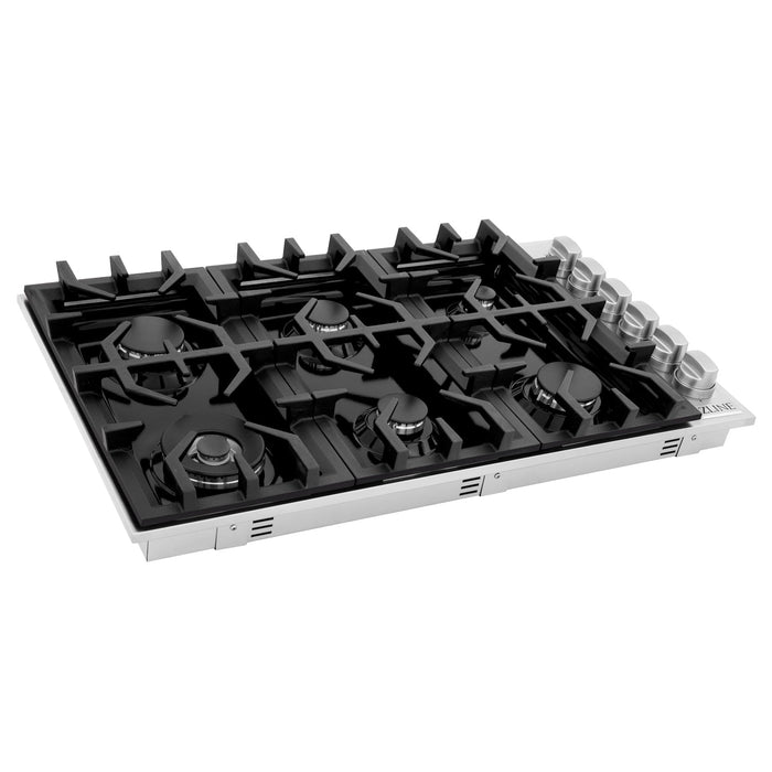 ZLINE 36 in. Gas Cooktop with 6 Burners and Black Porcelain Top (RC36-PBT)