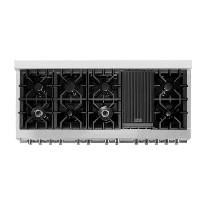 ZLINE 60 in. 7.4 cu. ft. Legacy Dual Fuel Range with 9 Burner Gas Cooktop and 2 Electric Convection Ovens in Stainless Steel and Black Matte Doors (RA-BLM-60)