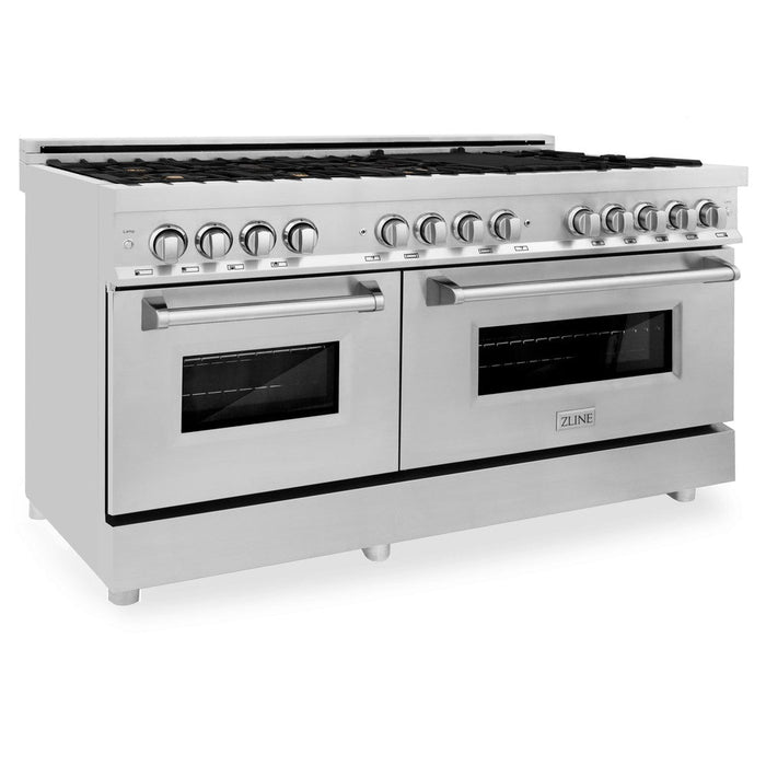 ZLINE 60 in. 7.4 cu. ft. Legacy Dual Fuel Range with Gas Cooktop and 2 Electric Convection Ovens in Stainless Steel with 8 Brass Burners (RA-BR-60)