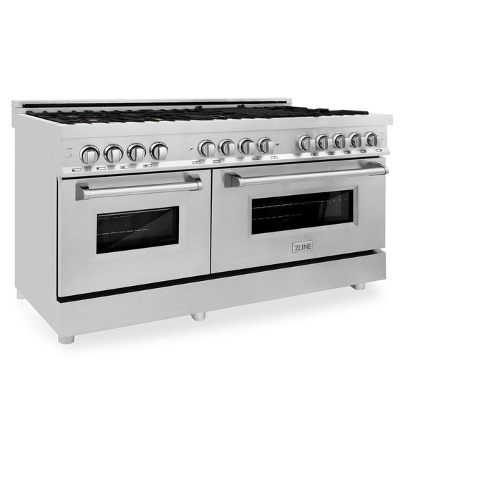 ZLINE 60 in. 7.4 cu. ft. Legacy Dual Fuel Range with Gas Cooktop and 2 Electric Convection Ovens in Stainless Steel with 8 Brass Burners (RA-BR-60)