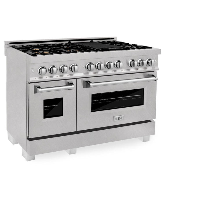 ZLINE 48 in. 6.0 cu. ft. Legacy Dual Fuel Range with Gas Cooktop and 2 Electric Ovens in DuraSnow® Stainless Steel with Brass Burners (RAS-SN-BR-48)