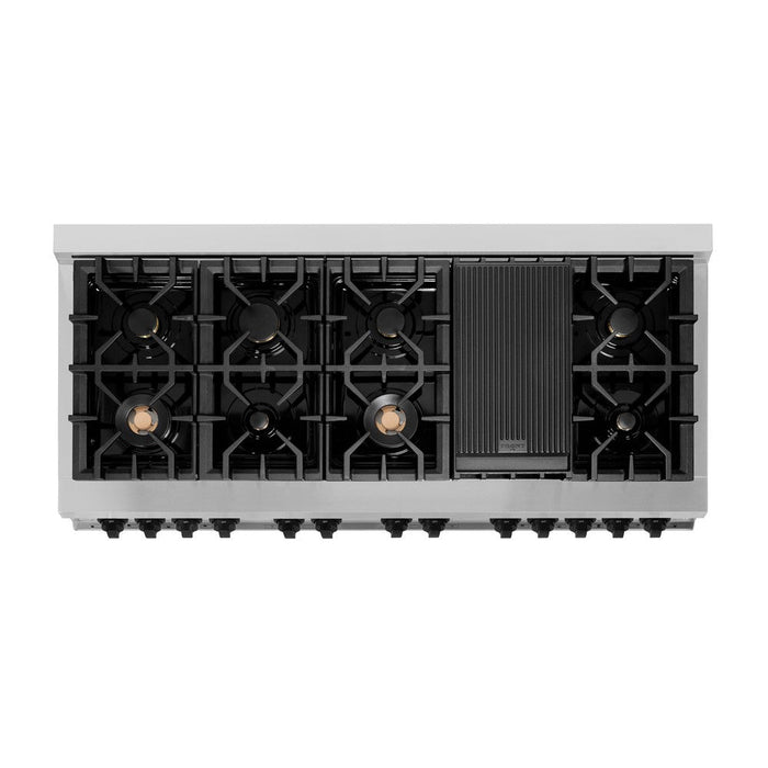 ZLINE Autograph Edition 60 in. 7.4 cu. ft. Legacy Dual Fuel Range with 9 Burner Gas Cooktop and 2 Electric Convection Ovens in Stainless Steel and Matte Black Accents (RAZ-60-MB)