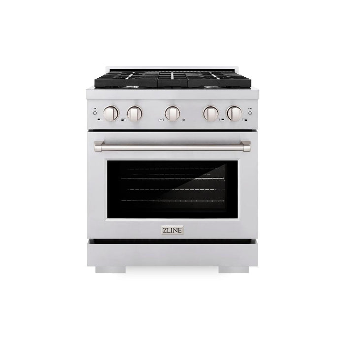 ZLINE 30 in. 4.2 cu. ft. Paramount Dual Fuel Range with 4 Burner Gas Cooktop and Electric Convection Oven in Stainless Steel (SDR30)