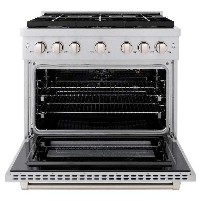 ZLINE 36 in. 5.2 cu. ft. Paramount Gas Range with Convection Gas Oven in Stainless Steel with 6 Brass Burners (SGR-BR-36)