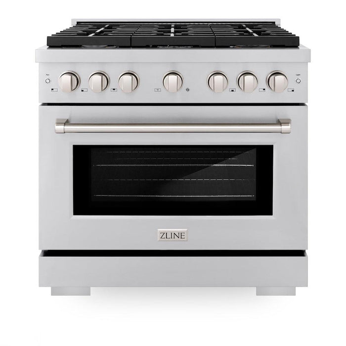 ZLINE 36 in. 5.2 cu. ft. Paramount Gas Range with Convection Gas Oven in Stainless Steel with 6 Brass Burners (SGR-BR-36)