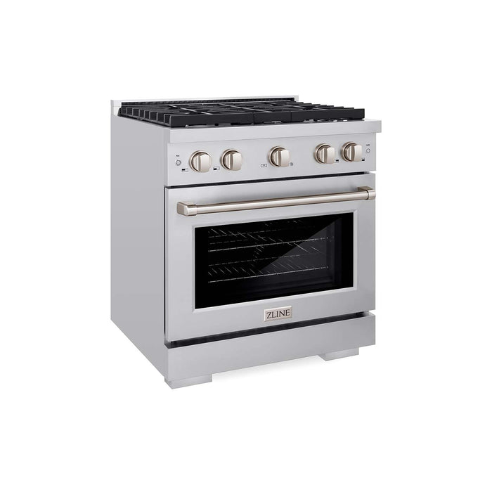 ZLINE 30 in. 4.2 cu. ft. Paramount Gas Range with 4 Burner Cooktop and Convection Gas Oven in Stainless Steel (SGR30)