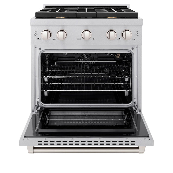 ZLINE 30 in. 4.2 cu. ft. Paramount Gas Range with Convection Gas Oven in DuraSnow® Stainless Steel with 4 Brass Burners (SGRS-BR-30)