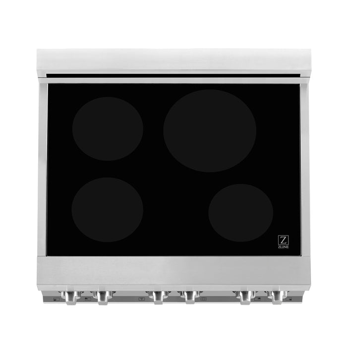 ZLINE 30 in. 4.0 cu. ft. Legacy Induction Range with 4 Element Cooktop and Electric Oven in Stainless Steel and Black Matte Door (RAIND-BLM-30)