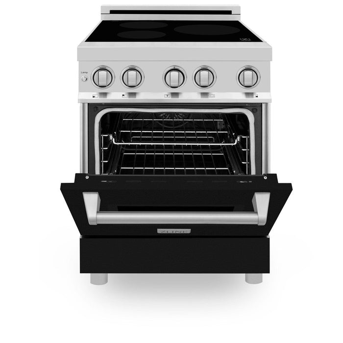 ZLINE 24 in. 2.8 cu. ft. Legacy Induction Range with 4 Element Cooktop and Electric Oven in Stainless Steel and Black Matte Door (RAIND-BLM-24)