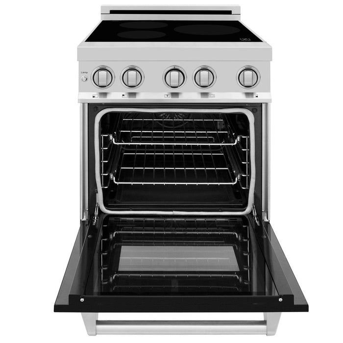 ZLINE 24 in. 2.8 cu. ft. Legacy Induction Range with 4 Element Cooktop and Electric Oven in Stainless Steel and Black Matte Door (RAIND-BLM-24)