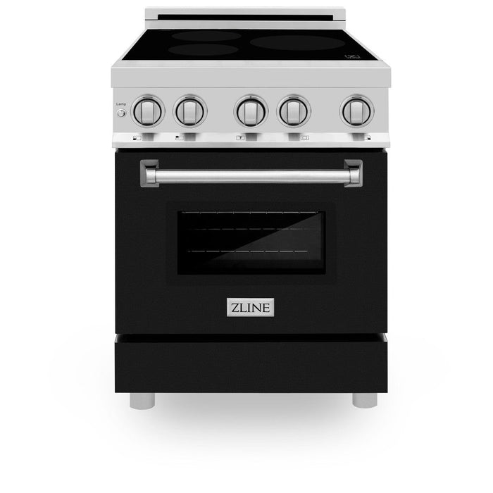 ZLINE 24 in. 2.8 cu. ft. Legacy Induction Range with 4 Element Cooktop and Electric Oven in Stainless Steel and Black Matte Door (RAIND-BLM-24)