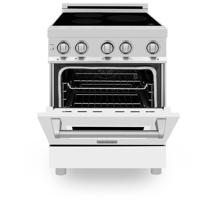 ZLINE 24 in. 2.8 cu. ft. Legacy Induction Range with 4 Element Cooktop and Electric Oven in Stainless Steel and White Matte Door (RAIND-WM-24)