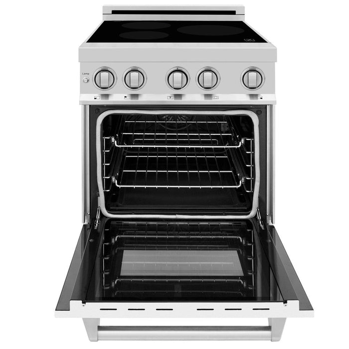 ZLINE 24 in. 2.8 cu. ft. Legacy Induction Range with 4 Element Cooktop and Electric Oven in Stainless Steel and White Matte Door (RAIND-WM-24)