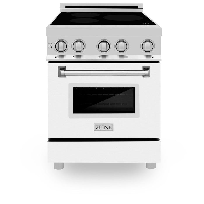 ZLINE 24 in. 2.8 cu. ft. Legacy Induction Range with 4 Element Cooktop and Electric Oven in Stainless Steel and White Matte Door (RAIND-WM-24)