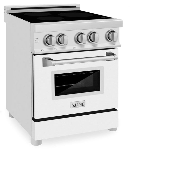 ZLINE 24 in. 2.8 cu. ft. Legacy Induction Range with 4 Element Cooktop and Electric Oven in Stainless Steel and White Matte Door (RAIND-WM-24)