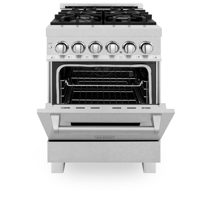 ZLINE 24 in. 2.8 cu. ft. Legacy Dual Fuel Range with 4 Burner Gas Cooktop and Electric Convection Oven in DuraSnow® Stainless Steel (RAS-SN-24)