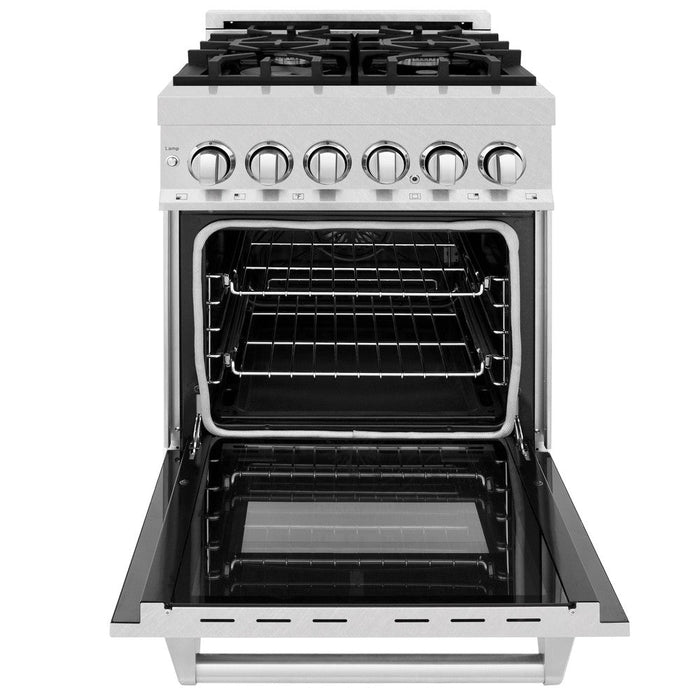 ZLINE 24 in. 2.8 cu. ft. Legacy Dual Fuel Range with 4 Burner Gas Cooktop and Electric Convection Oven in DuraSnow® Stainless Steel (RAS-SN-24)