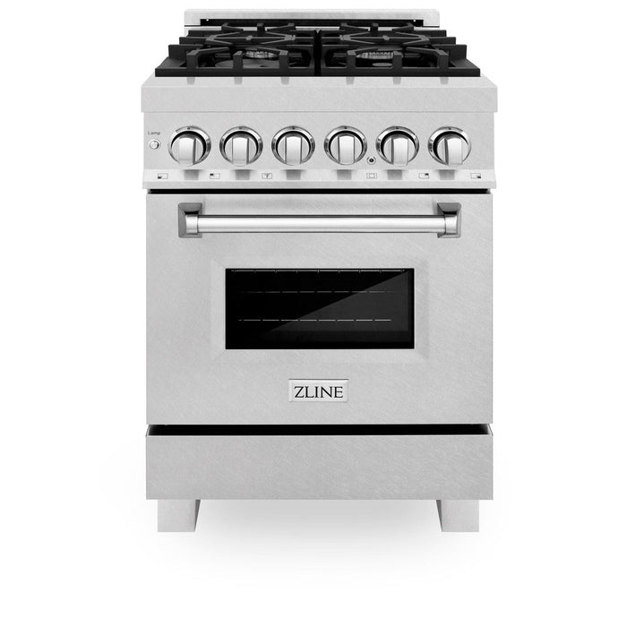 ZLINE 24 in. 2.8 cu. ft. Legacy Dual Fuel Range with 4 Burner Gas Cooktop and Electric Convection Oven in DuraSnow® Stainless Steel (RAS-SN-24)