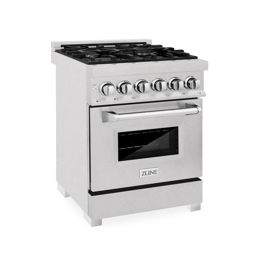 ZLINE 24 in. 2.8 cu. ft. Legacy Dual Fuel Range with 4 Burner Gas Cooktop and Electric Convection Oven in DuraSnow® Stainless Steel (RAS-SN-24)