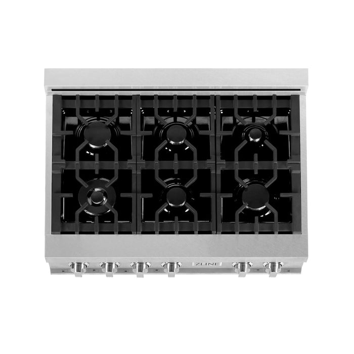 ZLINE 36 in. Porcelain Rangetop in DuraSnow® Stainless Steel with 6 Gas Burners (RTS-36)