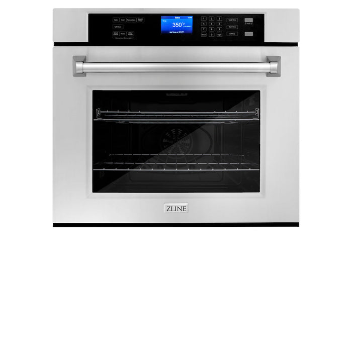 ZLINE Stainless Steel 24 in. Built-in Convection Microwave Oven and 30 in. Single Wall Oven with Self Clean (2KP-MW24-AWS30)