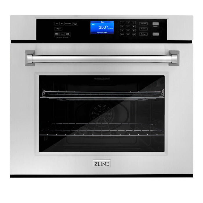 ZLINE Kitchen Package with Refrigeration, 30 in. Stainless Steel Rangetop, 30 in. Range Hood, 30 in. Single Wall Oven and 24 in. Tall Tub Dishwasher (5KPR-RTRH30-AWSDWV)