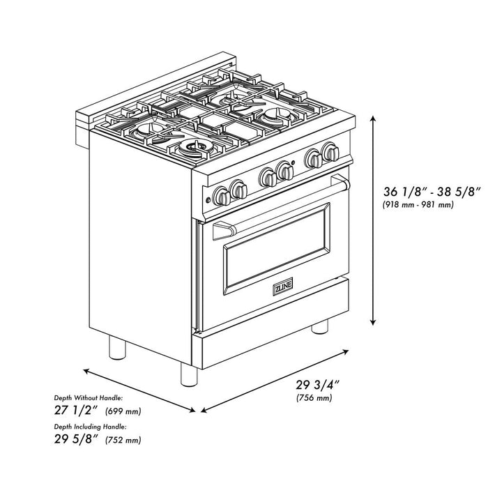 ZLINE 24 in. 2.8 cu. ft. Legacy Dual Fuel Range with Gas Cooktop and Electric Convection Oven in Stainless Steel with 4 Brass Burners (RA-BR-24)