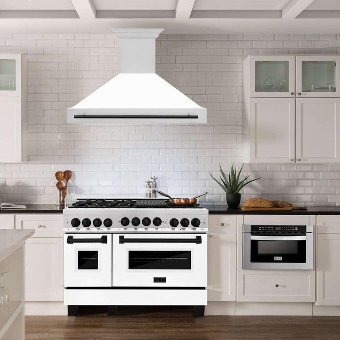 ZLINE Autograph Edition 48 in. Stainless Steel Range Hood with White Matte Shell and Handle (8654STZ-WM48)