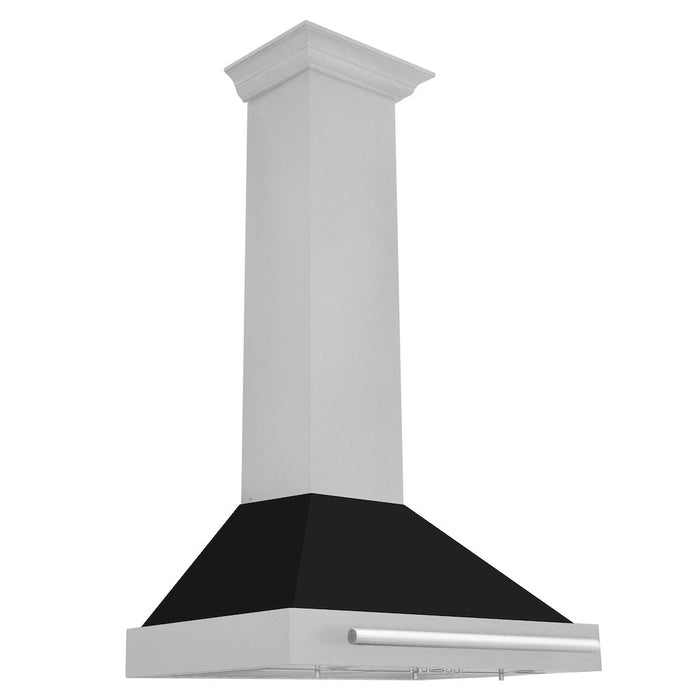 ZLINE Convertible Fingerprint Resistant DuraSnow® Stainless Steel Range Hood with Black Matte Shell and Stainless Steel Handle (KB4SNX-BLM)