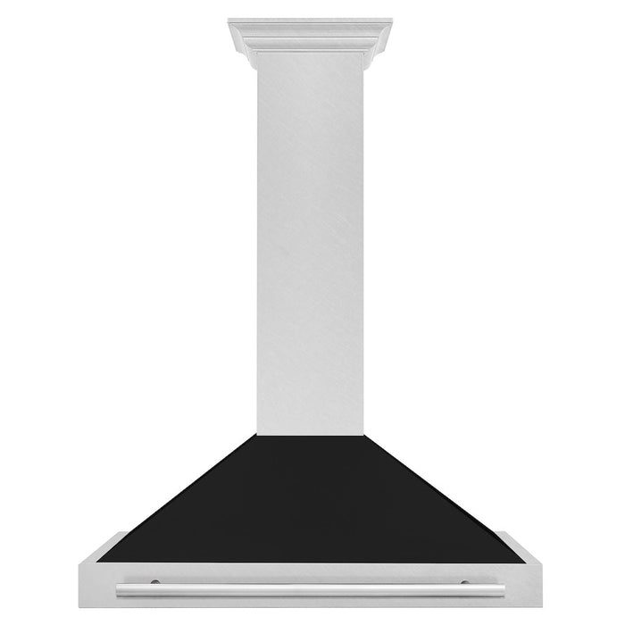 ZLINE Convertible Fingerprint Resistant DuraSnow® Stainless Steel Range Hood with Black Matte Shell and Stainless Steel Handle (KB4SNX-BLM)