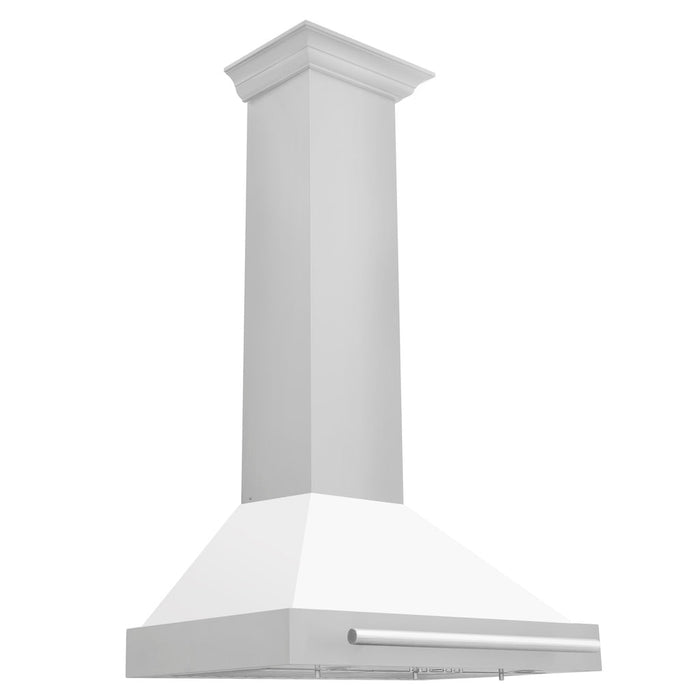 ZLINE Convertible Stainless Steel Range Hood with White Matte Shell and Stainless Steel Handle (KB4STX-WM)