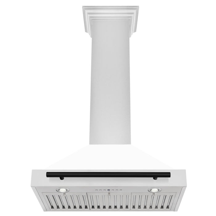 ZLINE Autograph Edition Convertible Stainless Steel Range Hood with White Matte Shell and Matte Black Accents (KB4STZ-WM-MB)