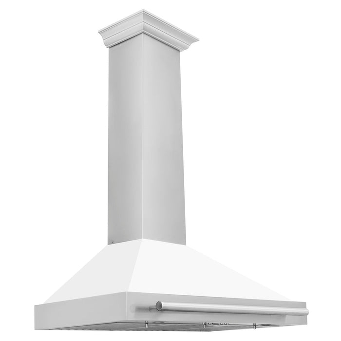 ZLINE Convertible Stainless Steel Range Hood with White Matte Shell and Stainless Steel Handle (KB4STX-WM)