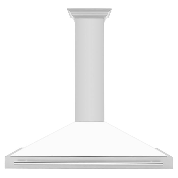 ZLINE Convertible Stainless Steel Range Hood with White Matte Shell and Stainless Steel Handle (KB4STX-WM)