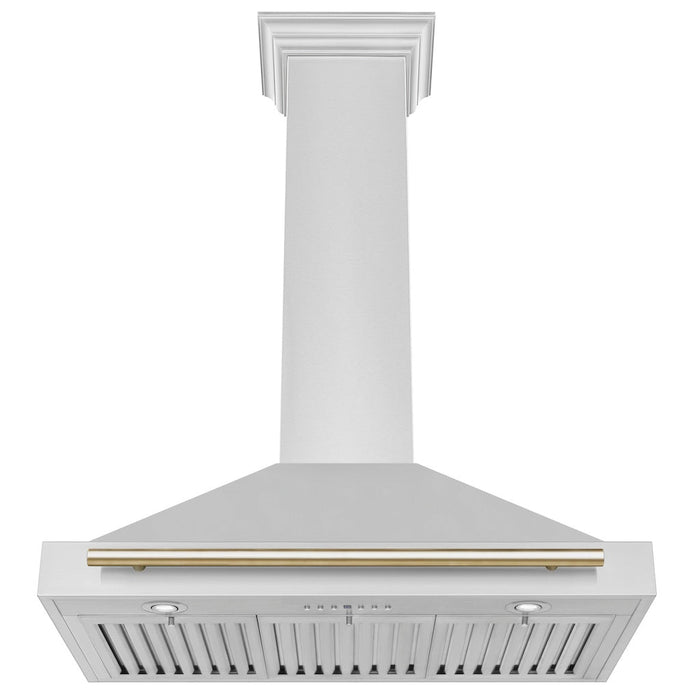 ZLINE Autograph Edition Convertible Stainless Steel Range Hood with Stainless Steel Shell and Polished Gold Accents (KB4STZ-G)