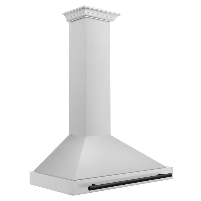 ZLINE Autograph Edition Convertible Stainless Steel Range Hood with Stainless Steel Shell and Matte Black Accents (KB4STZ-MB) Matte Black, side.